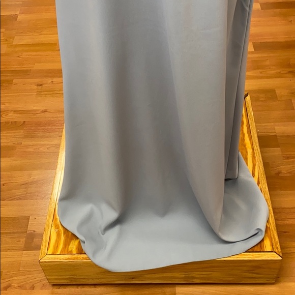 Silver bridesmaid dress with metal neck strap - Picture 3 of 8